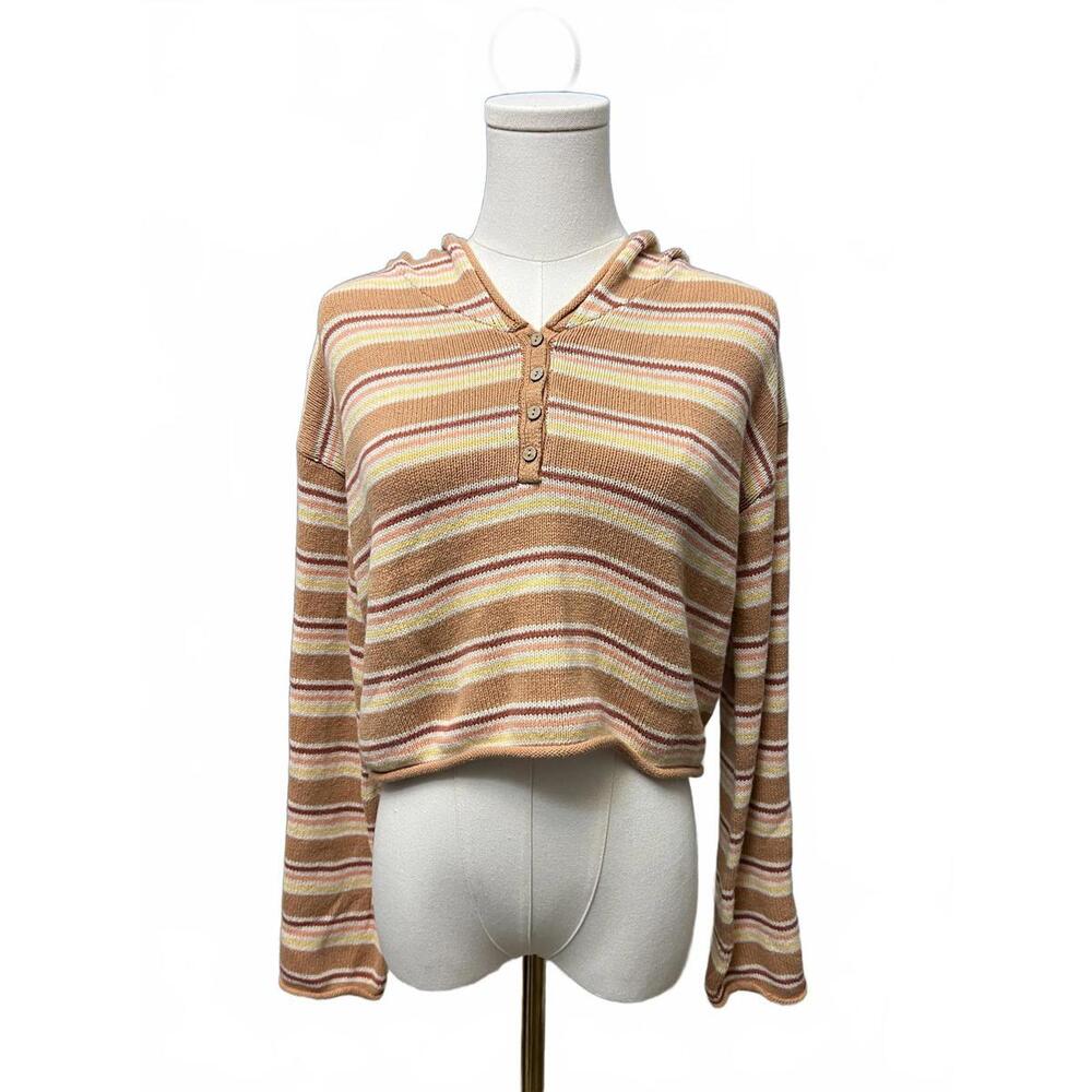 Roxy Cropped Striped Hoodie
